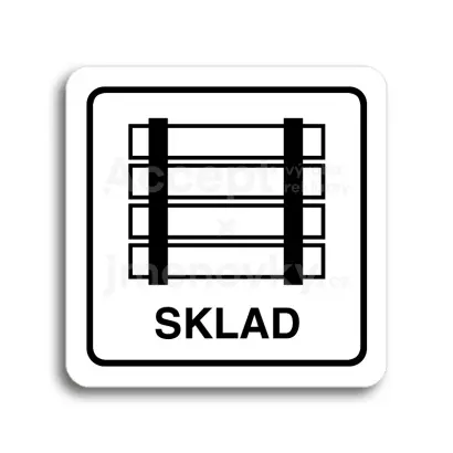 Piktogram "sklad" - bílá tabulka - černý tisk