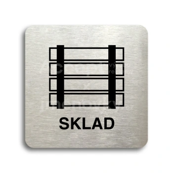 Piktogram "sklad" - stříbrná tabulka - černý tisk bez rámečku