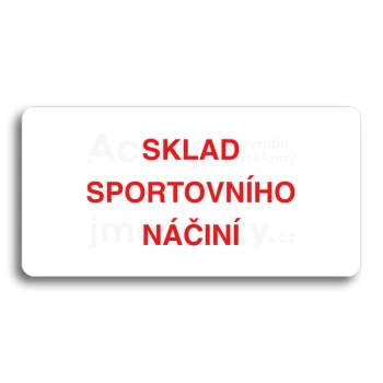 Piktogram "SKLAD SPORTOVNÍHO NÁČINÍ" - bílá tabulka - barevný tisk bez rámečku
