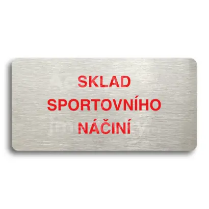 Piktogram "SKLAD SPORTOVNÍHO NÁČINÍ" - stříbrná tabulka - barevný tisk bez rámečku