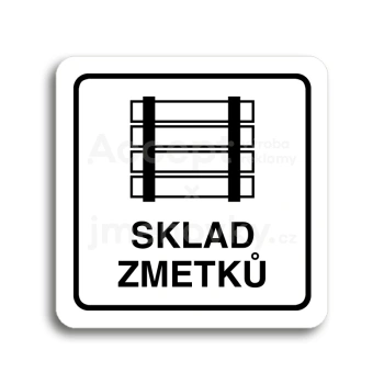Piktogram "sklad zmetků" - bílá tabulka - černý tisk
