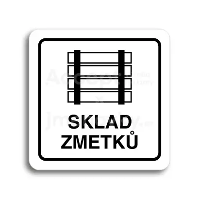 Piktogram "sklad zmetků" - bílá tabulka - černý tisk