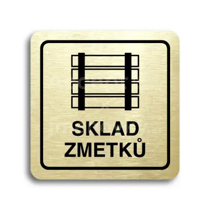 Piktogram "sklad zmetků" - zlatá tabulka - černý tisk