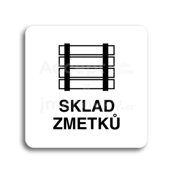 Piktogram "sklad zmetků" - bílá tabulka - černý tisk bez rámečku