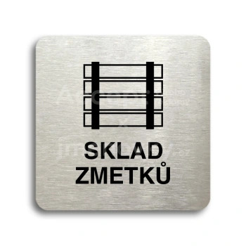 Piktogram "sklad zmetků" - stříbrná tabulka - černý tisk bez rámečku