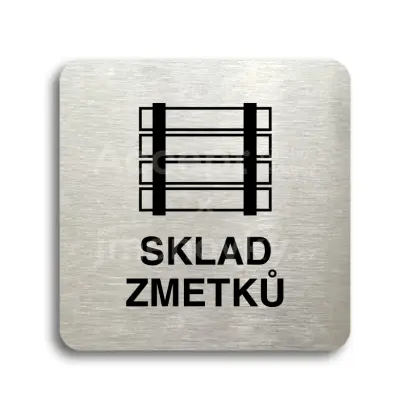 Piktogram "sklad zmetků" - stříbrná tabulka - černý tisk bez rámečku