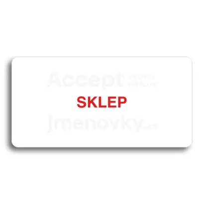 Piktogram "SKLEP" - bílá tabulka - barevný tisk bez rámečku