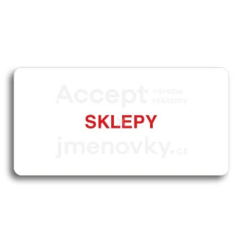 Piktogram "SKLEPY" - bílá tabulka - barevný tisk bez rámečku