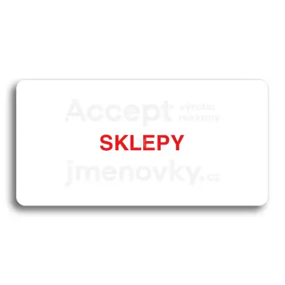 Piktogram "SKLEPY" - bílá tabulka - barevný tisk bez rámečku