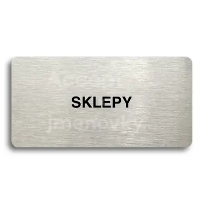 Piktogram "SKLEPY" - stříbrná tabulka - černý tisk bez rámečku