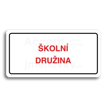 Piktogram "ŠKOLNÍ DRUŽINA" - bílá tabulka - barevný tisk