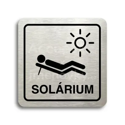 Piktogram "solárium V" - stříbrná tabulka - černý tisk