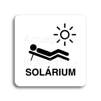 Piktogram "solárium V" - bílá tabulka - černý tisk bez rámečku