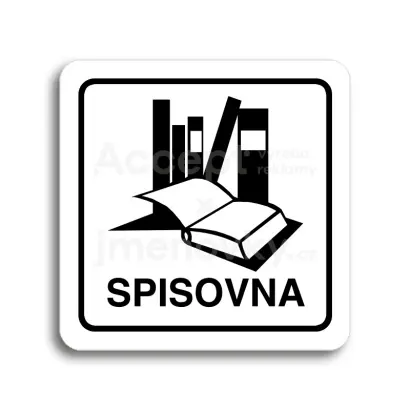 Piktogram "spisovna" - bílá tabulka - černý tisk
