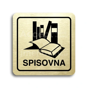 Piktogram "spisovna" - zlatá tabulka - černý tisk
