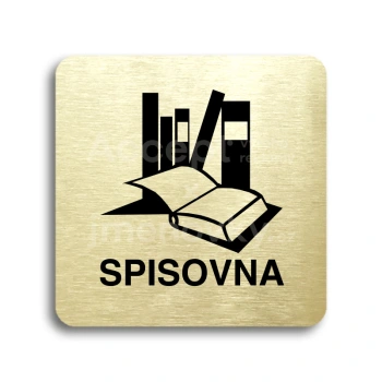 Piktogram "spisovna" - zlatá tabulka - černý tisk bez rámečku