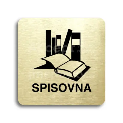 Piktogram "spisovna" - zlatá tabulka - černý tisk bez rámečku