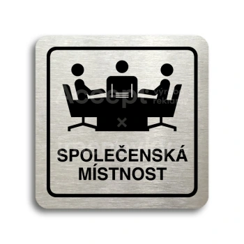 Piktogram "společenská místnost" - stříbrná tabulka - černý tisk