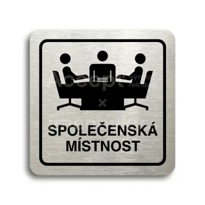 Piktogram "společenská místnost" - stříbrná tabulka - černý tisk