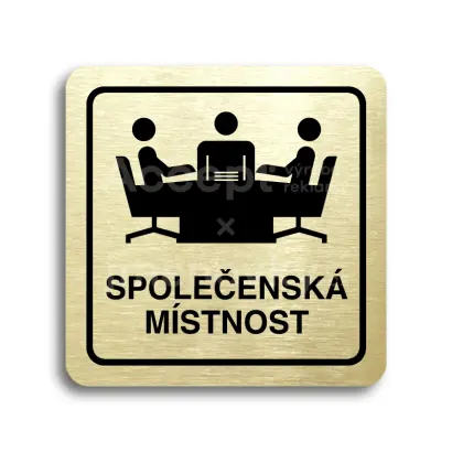Piktogram "společenská místnost" - zlatá tabulka - černý tisk
