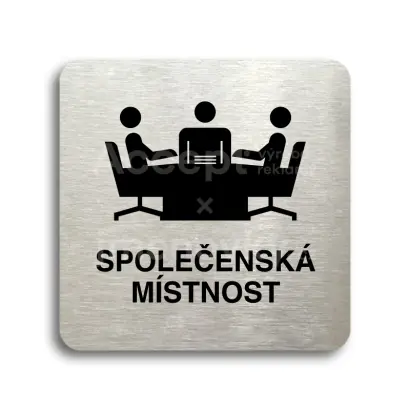 Piktogram "společenská místnost" - stříbrná tabulka - černý tisk bez rámečku