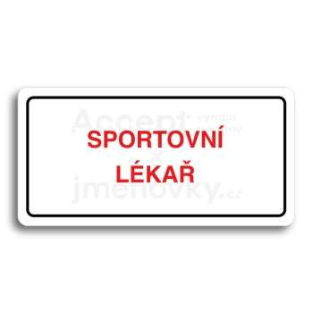 Piktogram "SPORTOVNÍ LÉKAŘ" - bílá tabulka - barevný tisk