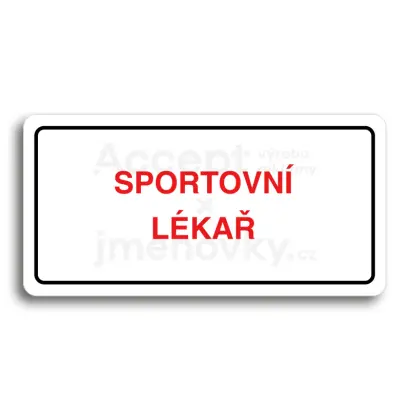 Piktogram "SPORTOVNÍ LÉKAŘ" - bílá tabulka - barevný tisk