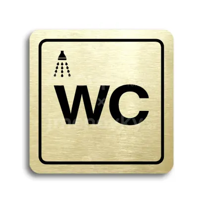 Piktogram "sprcha, WC II" - zlatá tabulka - černý tisk