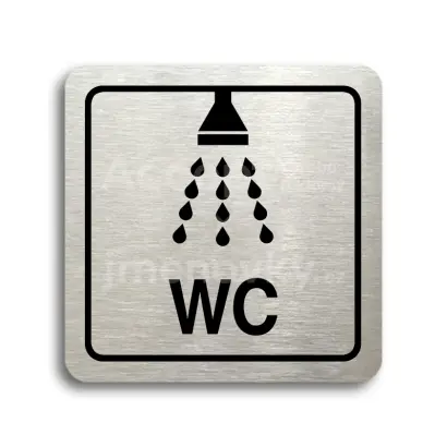Piktogram "sprcha, WC" - stříbrná tabulka - černý tisk