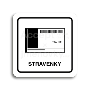 Piktogram "stravenky" - bílá tabulka - černý tisk