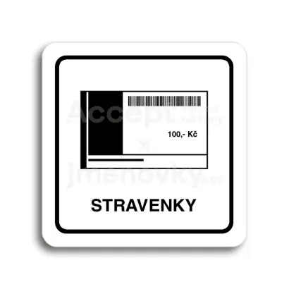 Piktogram "stravenky" - bílá tabulka - černý tisk