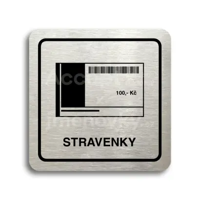 Piktogram "stravenky" - stříbrná tabulka - černý tisk