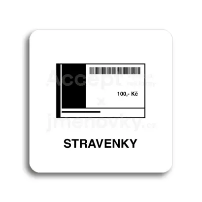 Piktogram "stravenky" - bílá tabulka - černý tisk bez rámečku