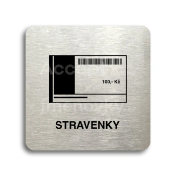 Piktogram "stravenky" - stříbrná tabulka - černý tisk bez rámečku