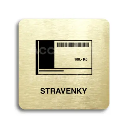 Piktogram "stravenky" - zlatá tabulka - černý tisk bez rámečku