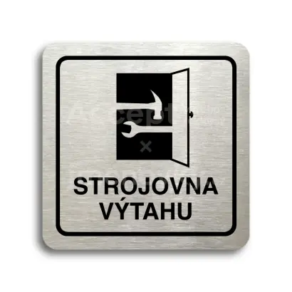 Piktogram "strojovna výtahu" - stříbrná tabulka - černý tisk