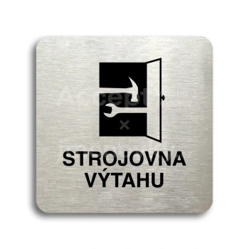 Piktogram "strojovna výtahu" - stříbrná tabulka - černý tisk bez rámečku