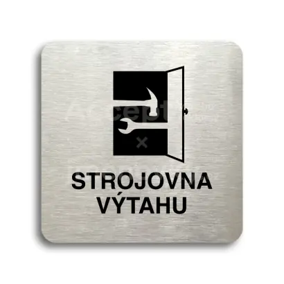 Piktogram "strojovna výtahu" - stříbrná tabulka - černý tisk bez rámečku