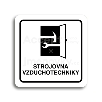 Piktogram "strojovna vzduchotechniky" - bílá tabulka - černý tisk