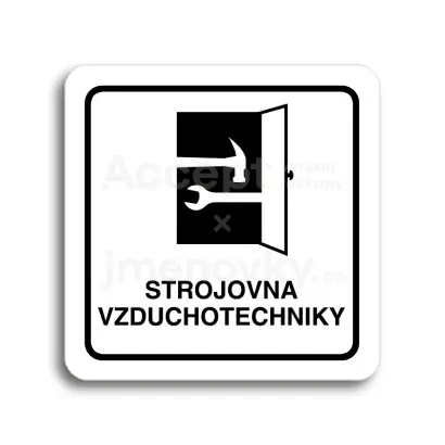 Piktogram "strojovna vzduchotechniky" - bílá tabulka - černý tisk