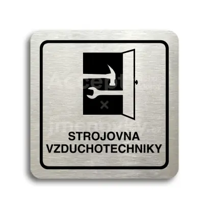 Piktogram "strojovna vzduchotechniky" - stříbrná tabulka - černý tisk