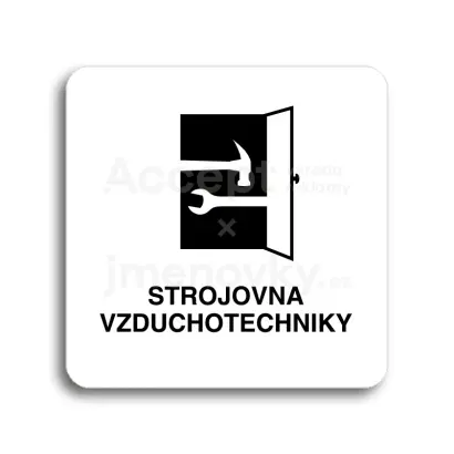 Piktogram "strojovna vzduchotechniky" - bílá tabulka - černý tisk bez rámečku