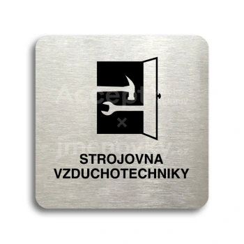 Piktogram "strojovna vzduchotechniky" - stříbrná tabulka - černý tisk bez rámečku