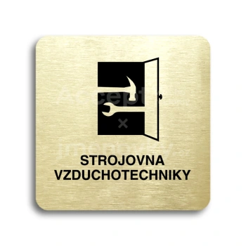 Piktogram "strojovna vzduchotechniky" - zlatá tabulka - černý tisk bez rámečku