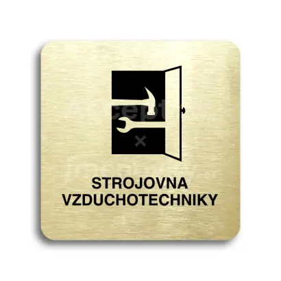Piktogram "strojovna vzduchotechniky" - zlatá tabulka - černý tisk bez rámečku