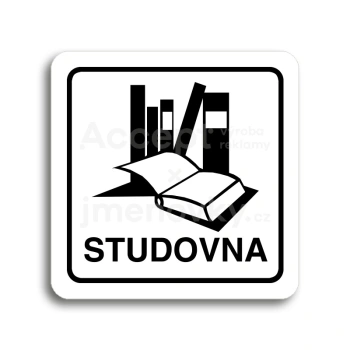 Piktogram "studovna" - bílá tabulka - černý tisk