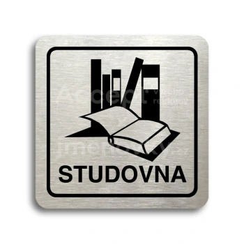 Piktogram "studovna" - stříbrná tabulka - černý tisk