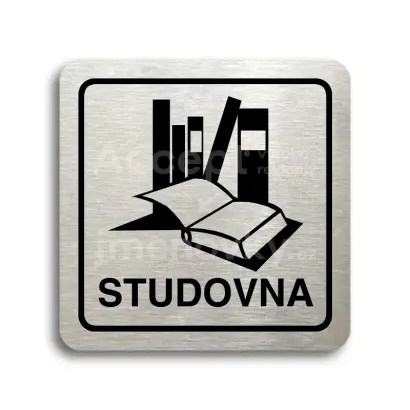 Piktogram "studovna" - stříbrná tabulka - černý tisk