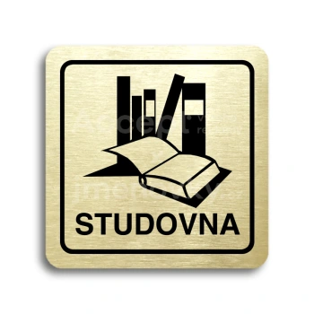 Piktogram "studovna" - zlatá tabulka - černý tisk