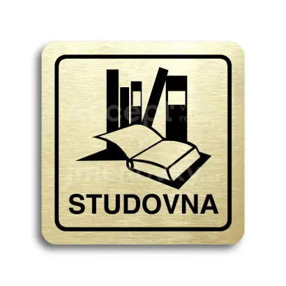 Piktogram "studovna" - zlatá tabulka - černý tisk